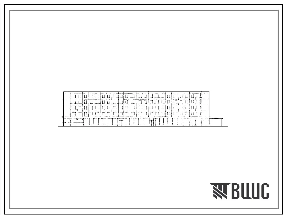 Типовой проект 1Кз-464ДС-14 Пятиэтажный четырехсекционный жилой дом на 56 квартир (однокомнатных-8, двухкомнатных-24, трехкомнатных-24) со встроенным магазином в первом этаже.