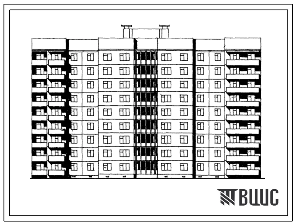 Типовой проект 170-02 Блок-секция торцевая правая девятиэтажная 72-квартирная 3Б-1Б-2Б-2Б-2Б-2Б-2Б-3А панельно-блочной конструкции. Для Кременчугского ДСК-3.