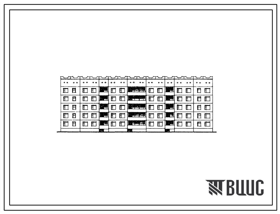 Типовой проект 125-050/1.2 5-ти этажная блок-секция общежития для рабочих и служащих на 203 места с ячейками на 3-4 человека