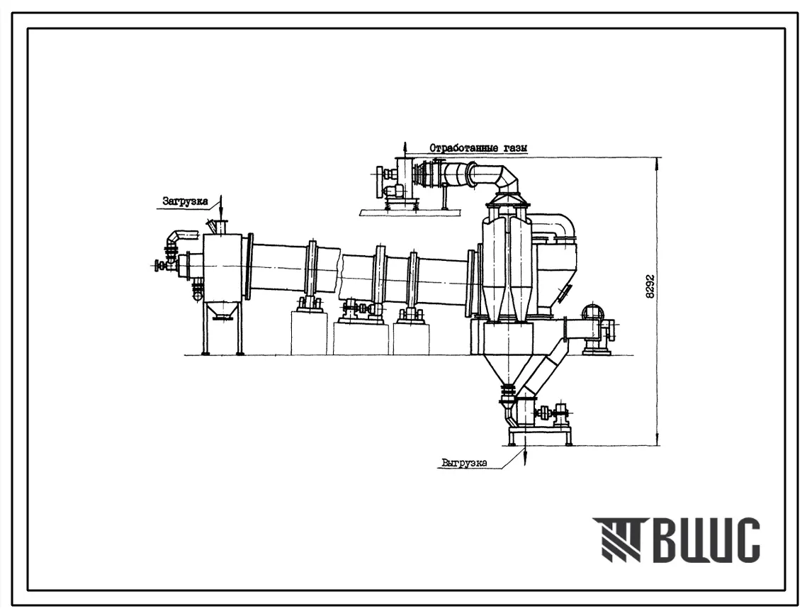 Типовой проект 406-9-243 Сушило барабанное с охлаждением Д=1,2 м, L=10 м производительностью 10 т/ч на мазуте для песка