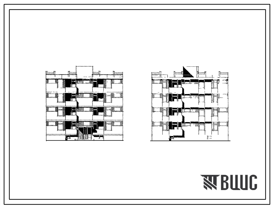 Типовой проект 126-034 4-этажная блок-секция с квартирами 1А-2Б-3Б для жилых домов из ячеистого бетона.