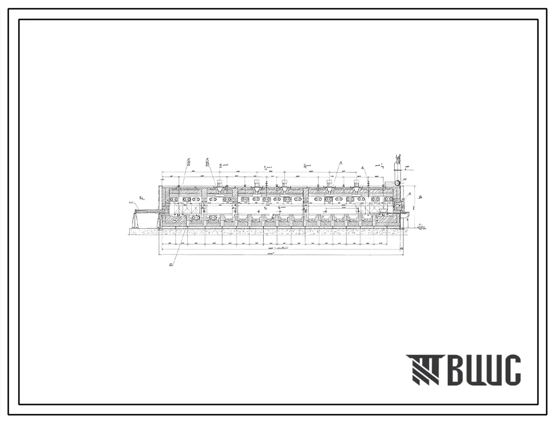 Проект 37875 Печь газовой нитроцементации толкательная размерами пода 1,5х15,1 м, на газе