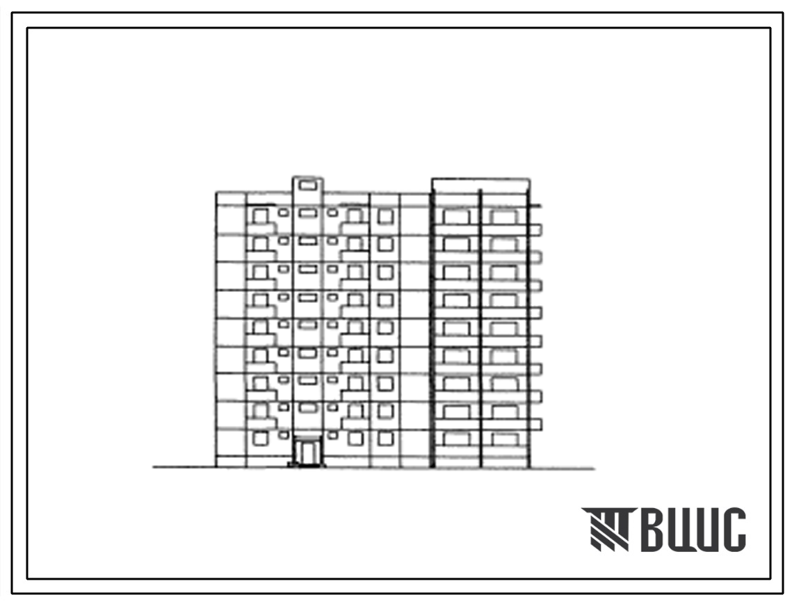Типовой проект 127-034с/1 Девятиэтажная крупнопанельная угловая блок-секция на 45 квартир правая (однокомнатных 1Б-18; трехкомнатных 3Б-18; четырехкомнатных 4Б-9).