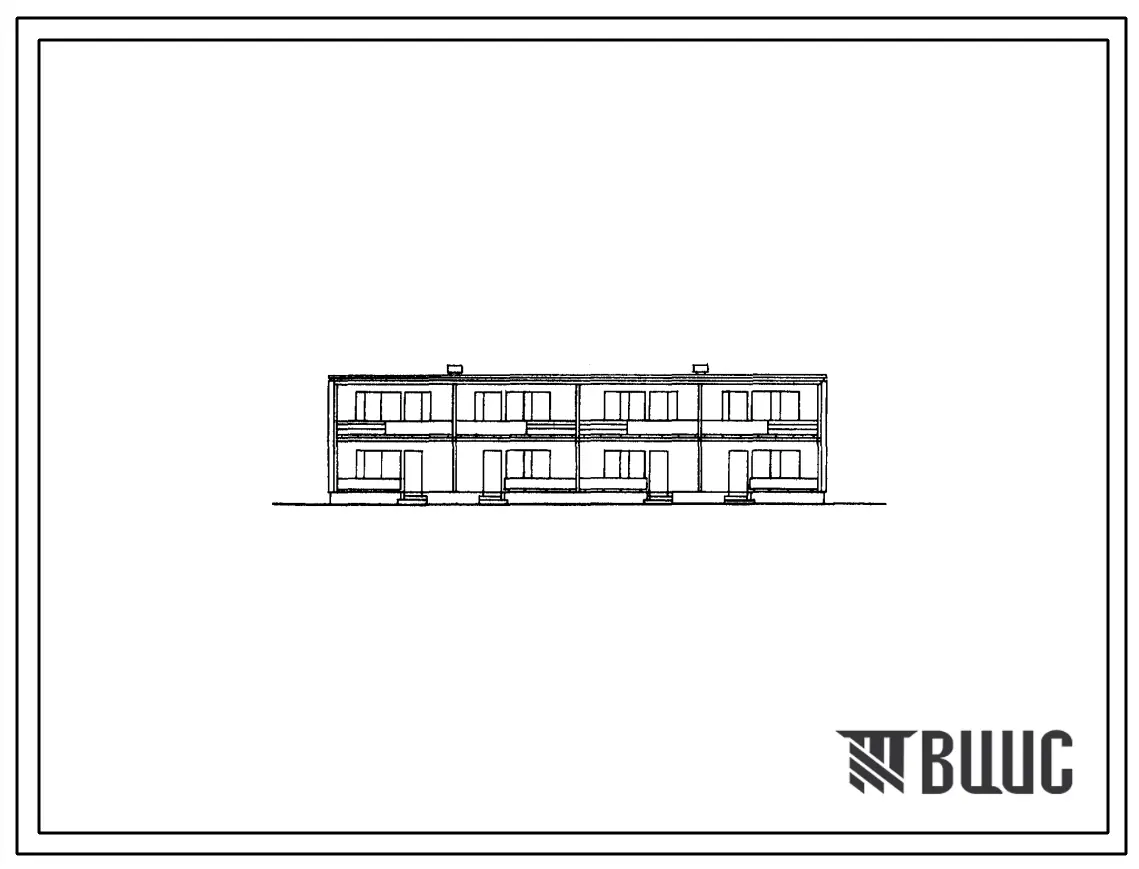 Типовой проект 144-52-84СП Двухэтажный четырехквартирный блокированный жилой дом с четырехкомнатными квартирами на просадочных грунтах. Для строительства в районах с сейсмичностью 9 баллов.