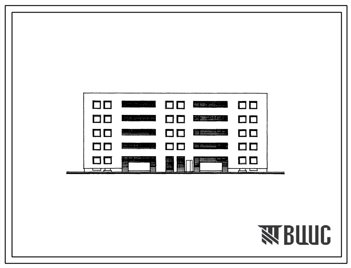 Типовой проект 166-02/1 Блок-секция пятиэтажная боковая правая на 20 квартир (двухкомнатных 2Б-10, трехкомнатных 3Б-10). Для строительства во 2В климатическом подрайоне Литовской ССР