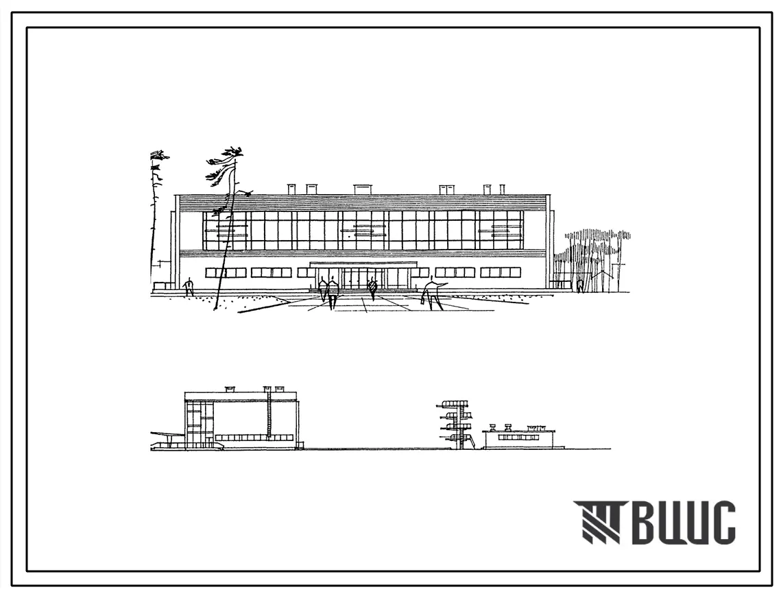 Типовой проект 291-8-8 Спортивный центр для жилых районов с населением 45(36-50) тыс.жителей и городов на 20-25 тыс.жителей. Для строительства во II и III строительно-климатических зонах.