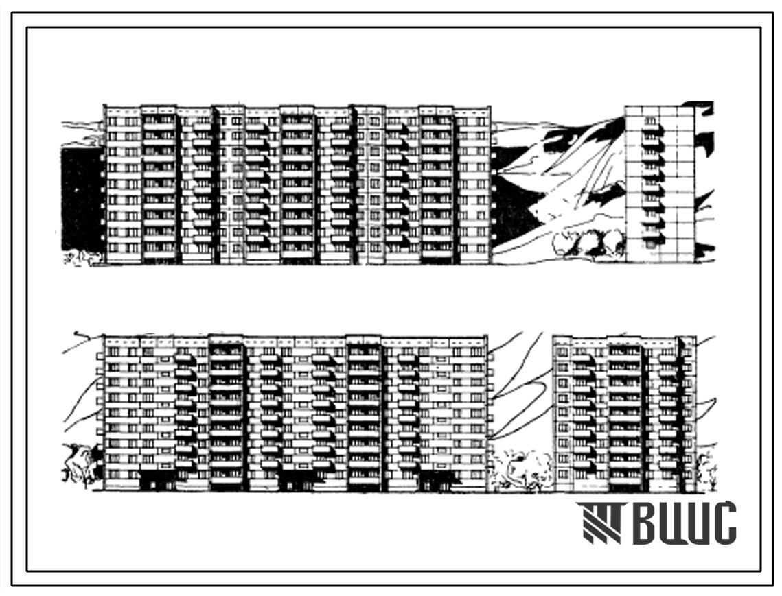Типовой проект 125-016 Девятиэтажная блок-секция рядовая на 36 квартир (двухкомнатных 2Б-18; трехкомнатных 3Б-18).