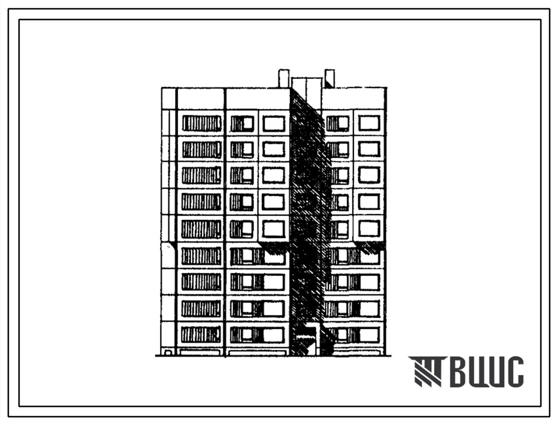 Типовой проект 148-051сп.13.86 Девятиэтажная блок-секция рядовая торцевая на 54 квартир. Для строительства в Туркменской ССР