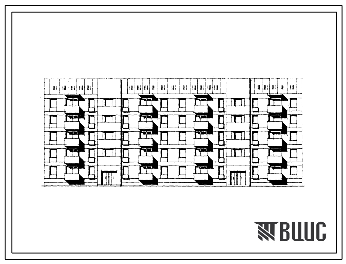 Типовой проект 174-010с.85 Блок-секция 5-этажная 2-секционная 38-квартирная рядовая-торцовая 1Б.2Б.3Б.3Б-1Б.2Б.3Б.3Б
