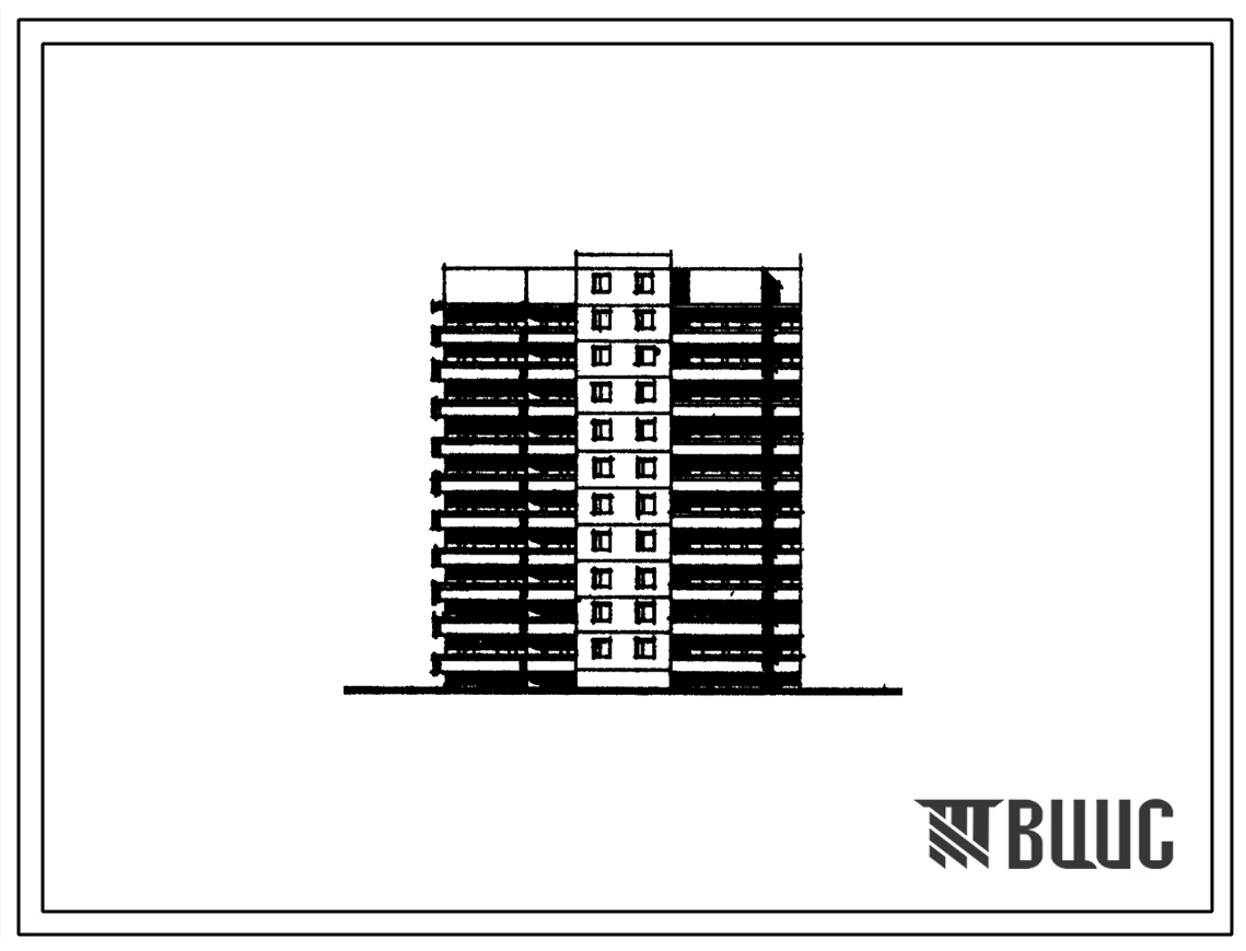 Типовой проект 138-047с.13.89 Блок-секция 10-этажная 40-квартирная угловая левая 3-1-2-3 (для Кабардино-Балкарской АССР)