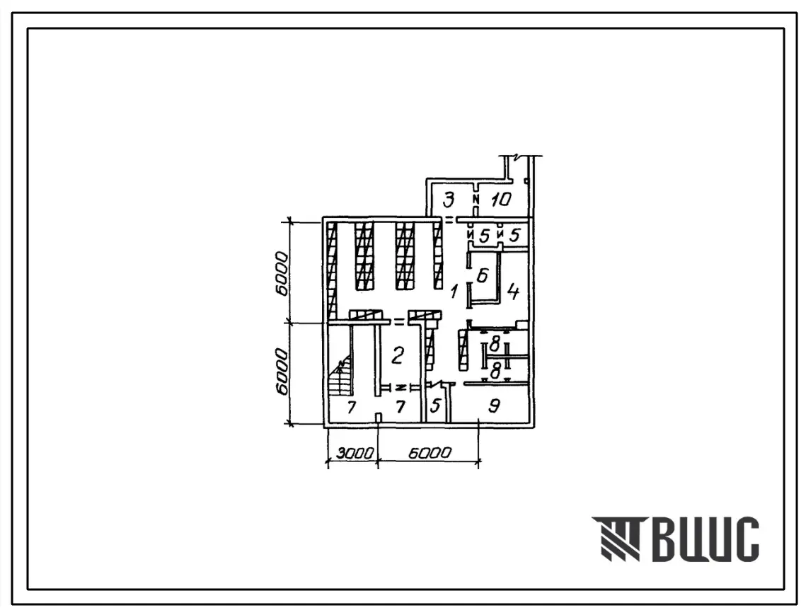 Типовой проект А-IV-100(416-1-181.87) Помещения красного уголка в подвале вспомогательного корпуса холодильника распределительного одноэтажного емкостью 5 тыс тонн (убежище на 100 человек, размеры убежища 12м на 9м, режимы вентиляции 1,2).