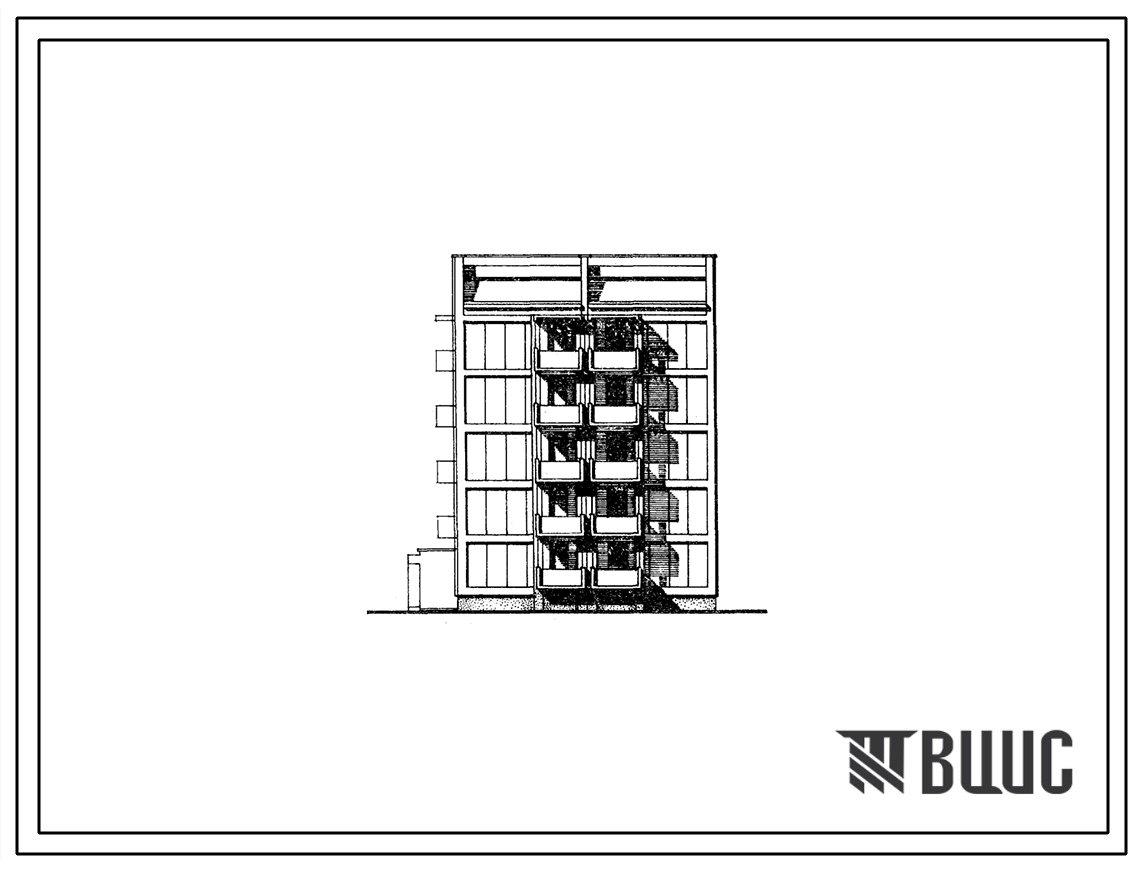 Типовой проект 172-01с.84 Блок-секция торцевая левая 5-этажная 10-квартирная 2Б-4Б. Для строительства в 3Б климатическом подрайоне Молдавской ССР сейсмичностью 7 баллов.