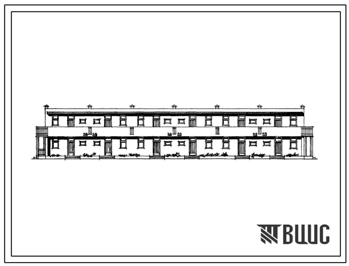 Типовой проект 134-101-42п/1 2-этажный 12-квартирный галерейный дом с квартирами типа 2А