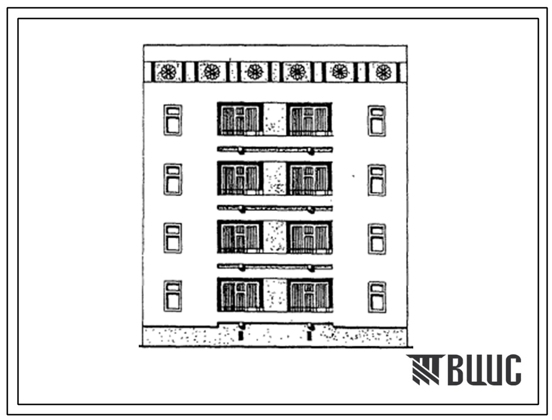 Типовой проект 63-039с.13.86 Блок-секция 4-этажная 8-квартирная рядовая с торцовыми окончаниями 2Б-3А (для Азербайджанской ССР)