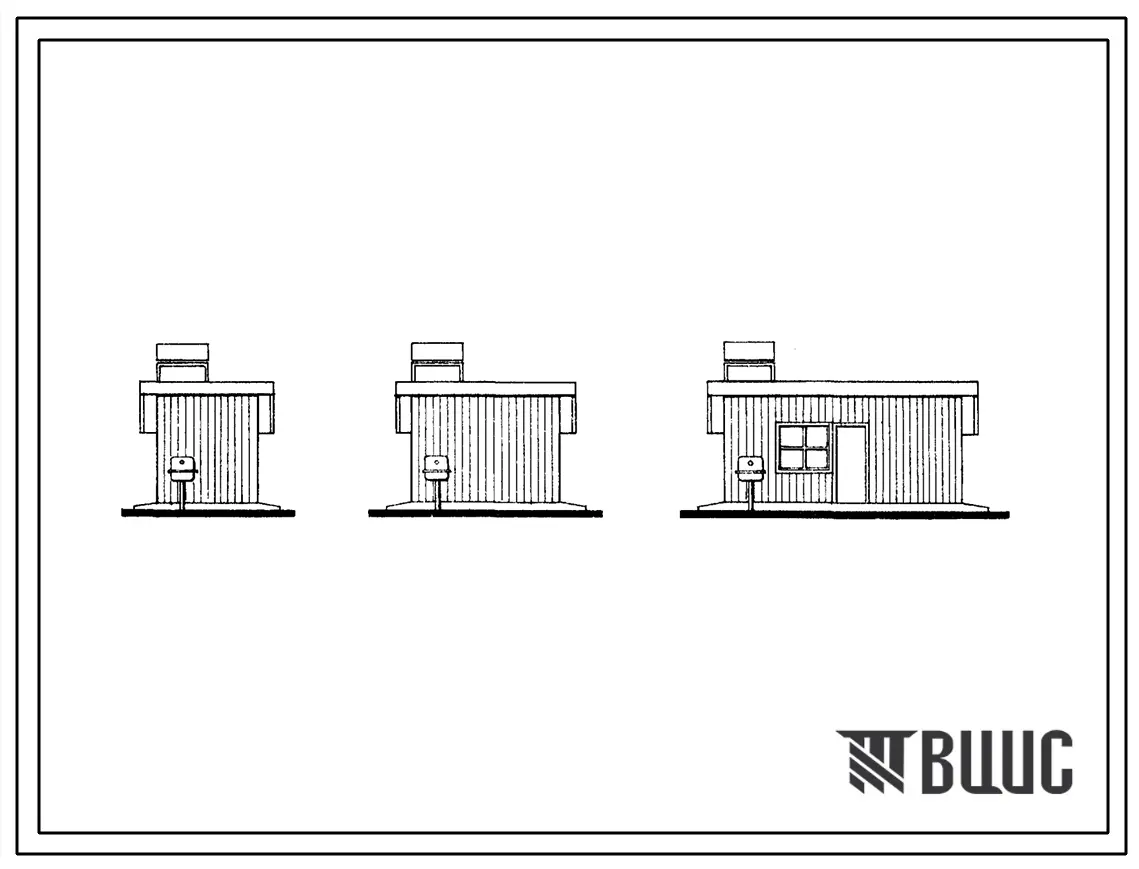 Типовой проект 196-000-68 Хозяйственные постройки (хозяйственные блоки тип 1, тип 2, тип 3; навес для автомашин; летняя теплица). Для строительства во 2 климатическом районе