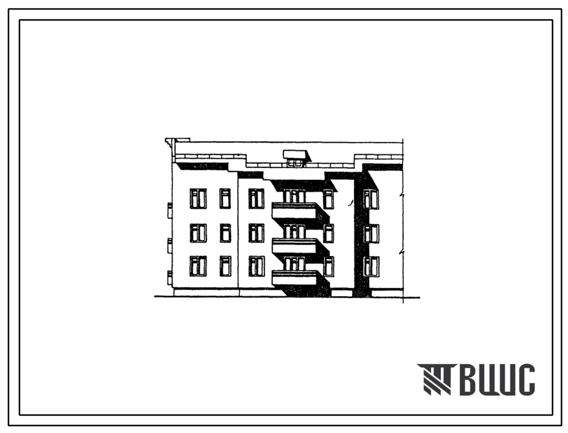Типовой проект 202-024.86 Блок-секция 3-этажная 9-квартирная торцовая левая 2Б-2Б-3А (1Б-2Б-4Б)