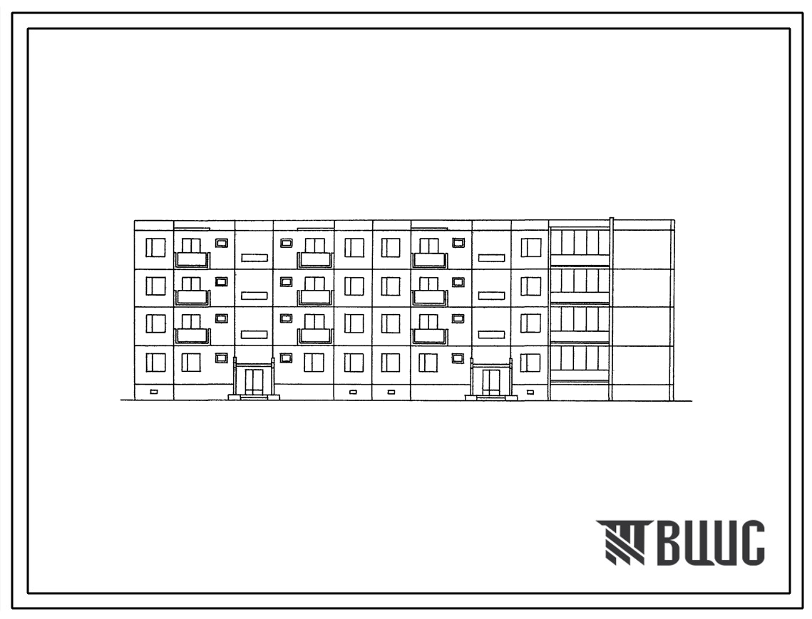 Типовой проект 127-012С Четырехэтажная крупнопанельная двойная блок-секция правая на 20 квартир (двухкомнатных 2Б-3, трехкомнатных 3Б-8, пятикомнатных 5Б-4). Для строительства в 4 климатическом районе Грузинской ССР с сейсмичностью 7 баллов.