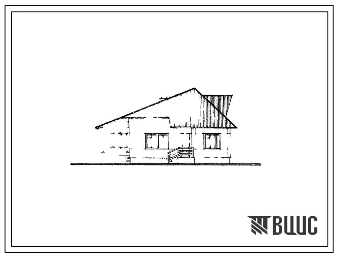 Типовой проект 181-25-9 Одноэтажный одноквартирный дом с четырехкомнатной квартирой 4Б. Для строительства в 1В,1Д,3А и 3В климатических подрайонах, во 2 климатическом районе.