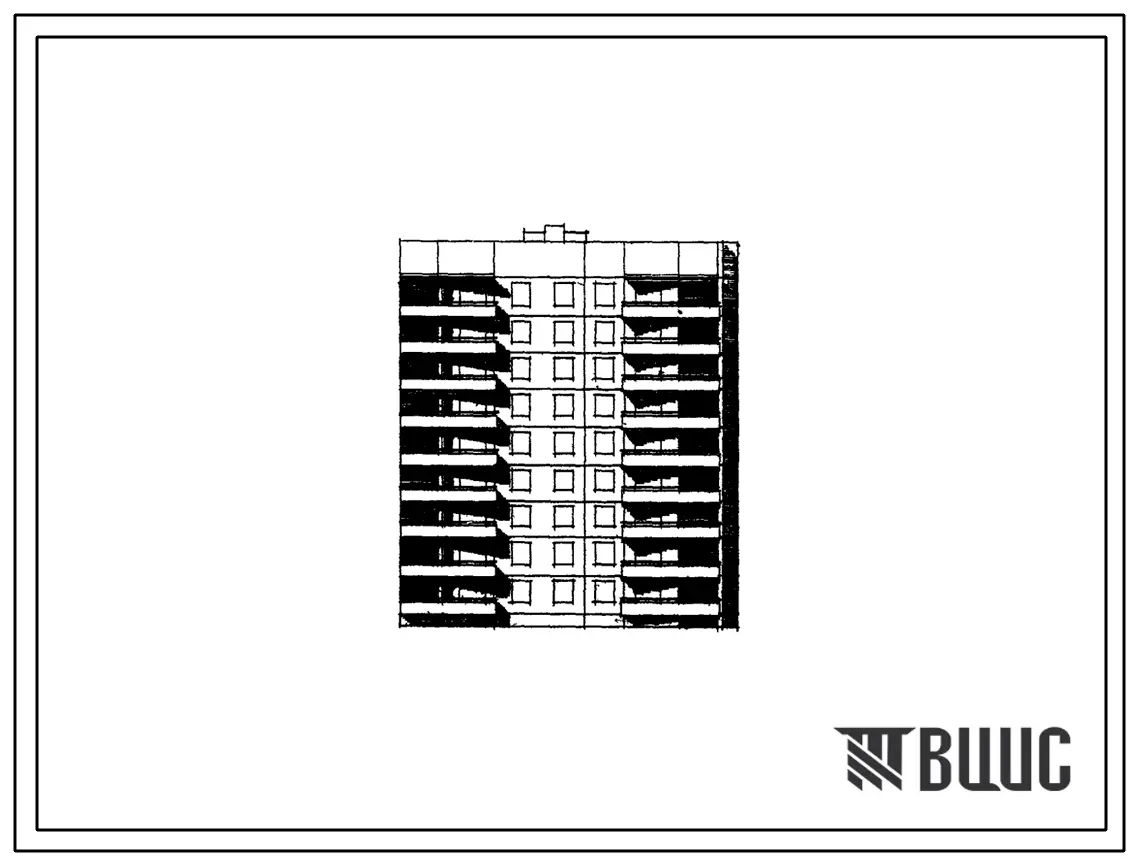 Типовой проект 90-07/1.2 Девятиэтажная 36-квартирная блок-секция торцевая правая.
