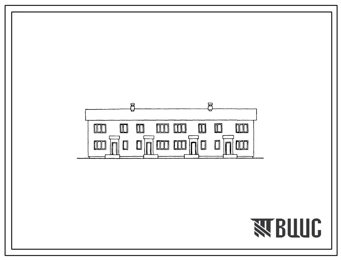 Типовой проект 144-52-80СП Четырехквартирный блокированный трехкомнатный жилой дом для строительства в районах с сейсмичностью 9 баллов. Для строительства в 3 и 4 строительно-климатических зонах. На просадочных грунтах.
