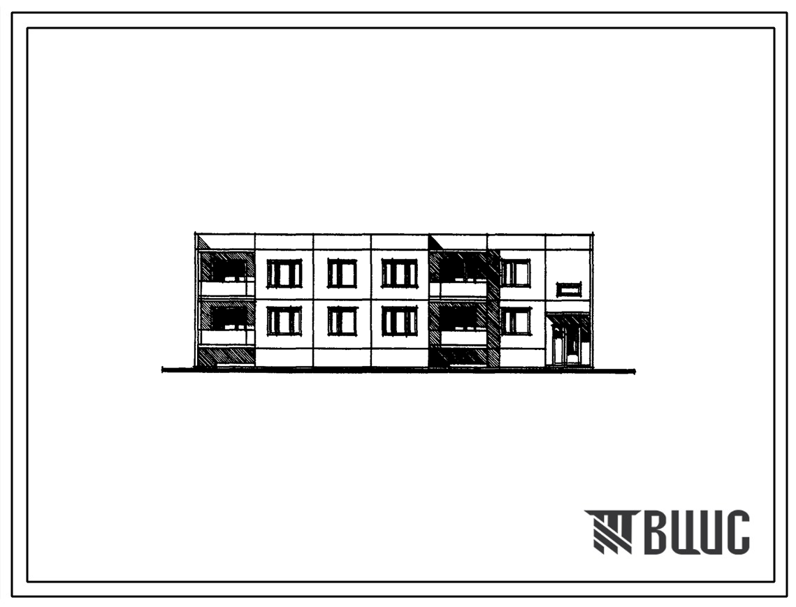 Типовой проект 121-079/1 Двухэтажный жилой блок общежития на 48 человек для профтехучилищ (с жилыми комнатами на 2 и 3 человека). Для строительства в 1В климатическом подрайоне, 2 и 3 климатических районах