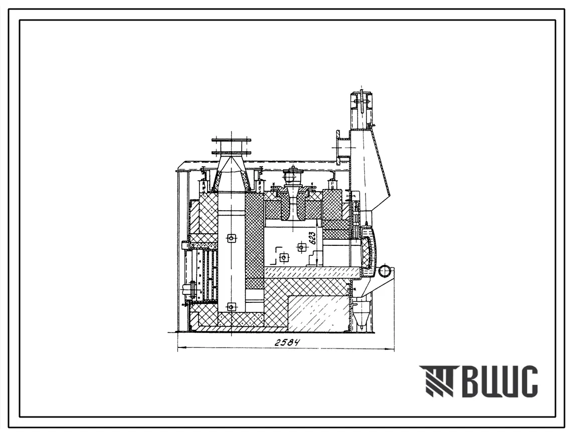 Типовой проект 406-9-305.86 печь нагревательная камерная размерами пода 0,93х0,7 м на газе низкого давления с отводом дыма вверх