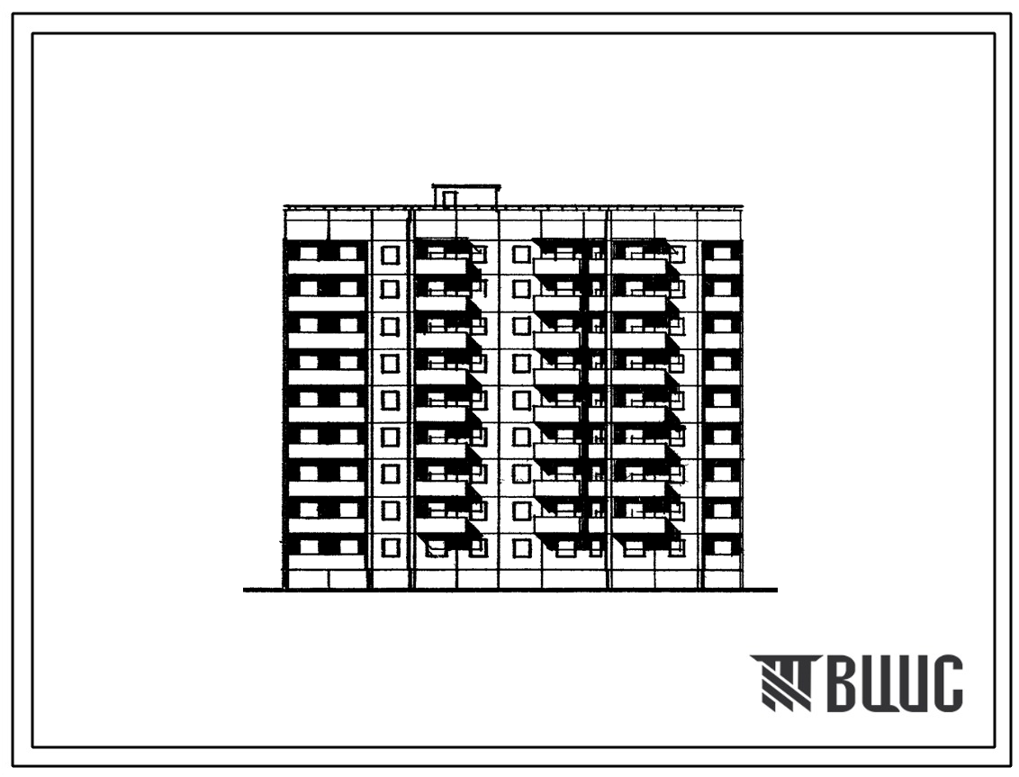 Типовой проект 94-055/1.2 9-этажная блок-секция для малосемейных на 81 квартиру, правая 1А-1А-1А-1Б-1Б-1Б-1Б-1Б-1Б