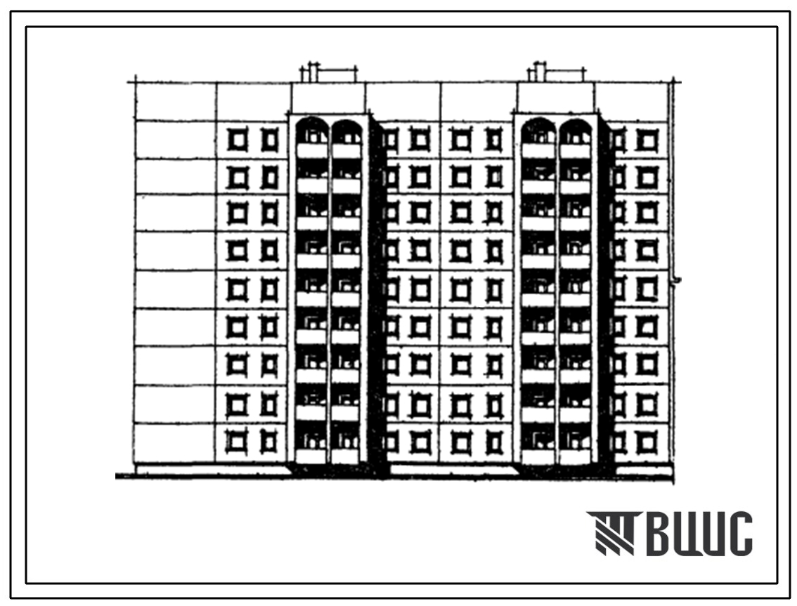 Типовой проект 106-019с.85 Блок-секция 9-этажная 45-квартирная торцевая левая. Для строительства в 3 климатическом районе сейсмичностью 9 баллов.