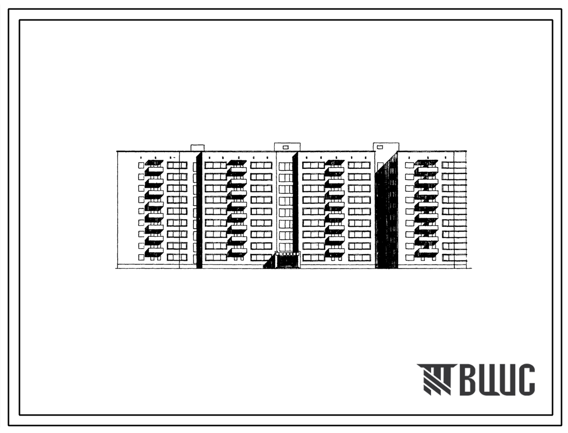 Типовой проект 164-87-122/1 9-этажное общежитие для рабочих и служащих на 608 человек, со стенами из кирпича