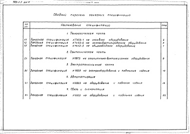 Состав альбома. Типовой проект 702-1-1Альбом 6 Заказные спецификации