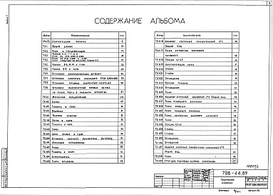 Состав альбома. Типовой проект 708-44.89Альбом 1 Пояснительная записка. Технология производства. Общие виды нетиповых  технологичес ких конструкци
