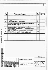 Состав альбома. Типовой проект А-IV-1200-508.91Альбом 8 Ведомости потребности в материалах. Часть 1 