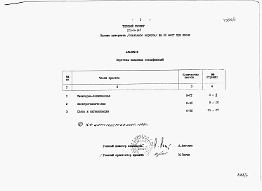 Состав альбома. Типовой проект 223-9-147Альбом 3 Заказные спецификации     