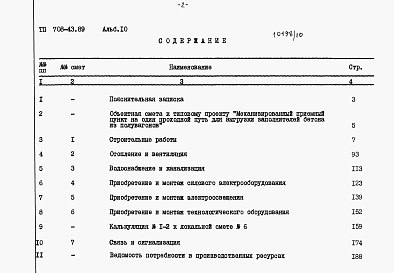 Состав альбома. Типовой проект 708-43.89Альбом 10 Сметы.                