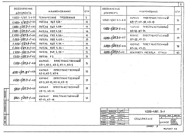 Состав альбома. Серия 1.020-1/87 КонструкцииВыпуск 3-1 Ригели высотой 450 мм для опирания многопустотных плит перекрытия. Рабочие чертежи