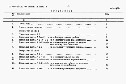 Состав альбома. Типовой проект 409-28-053.89Альбом 13 Сметы. Часть 8 Сметы для камер типа 4 в монолитном керамзитобетоне
