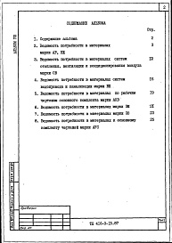 Состав альбома. Типовой проект 416-3-15.87Альбом 8 Ведомости потребности в материалах