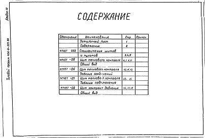 Состав альбома. Типовой проект 406-9-303.86Альбом 3 Тепловой контроль и автоматика. Чертежи-задания заводу-изготовителю
