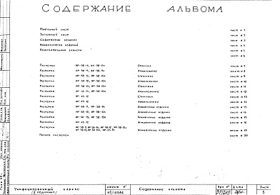 Состав альбома. Шифр Сборные железобетонныеАльбом 4 Распорки. Рабочие чертежи. Редакция 2. Шифр 65/12962