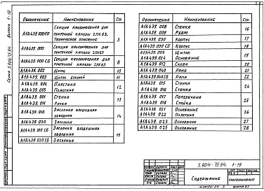 Состав альбома. Серия 5.904-75.94 КамерыВыпуск 1-19 Калориферная секция для приточной камеры 2ПК63. Рабочие чертежи
