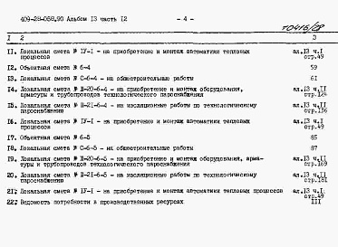 Состав альбома. Типовой проект 409-28-058.90Альбом 13 Сметы. Часть 12 Сметы для камер типа 6 в монолитном керамзитобетоне
