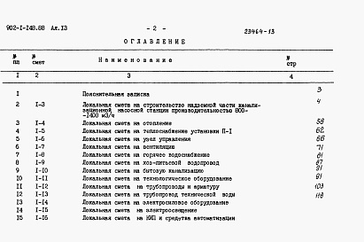 Состав альбома. Типовой проект 902-1-152.88Альбом 13 Сметы. Общая часть.(из тп 902-1-148.88)          	            
