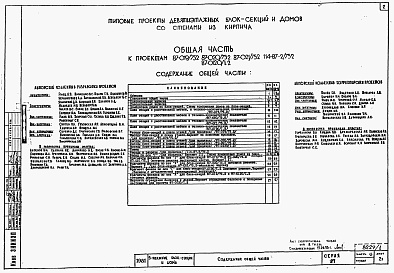 Состав альбома. Типовой проект 87-019/75.2Альбом 1 Часть 0 Общая часть