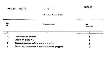 Состав альбома. Типовой проект 902-1-62Альбом 9.84 Сметы. Подземная часть (монолитный вариант)