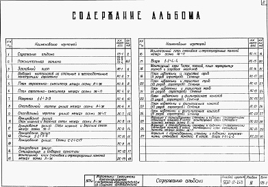 Состав альбома. Типовой проект 902-2-269Альбом 3 Архитектурно-строительные чертежи четырехсекционного аэротенка-смесителя   