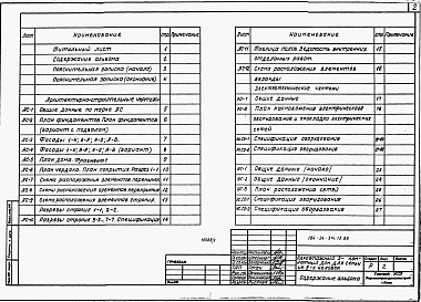 Состав альбома. Типовой проект 184-24-314.13.88Альбом 1 Архитектурно-строительные и электротехнические чертежи