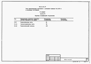 Состав альбома. Типовой проект 902-2-441.87Альбом 6 Спецификации оборудования     