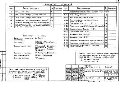 Состав альбома. Типовой проект 281-8-135-2Альбом 1 Архитектурно-строительные чертежи ниже и выше отм.0.000. Технологические чертежи