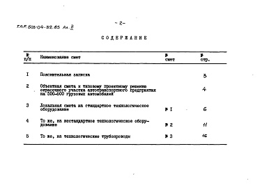 Состав альбома. Типовой проект 503-04-32.85Альбом 2 Сметы