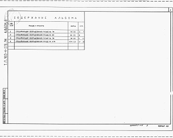 Состав альбома. Типовой проект 903-4-178.94Альбом 5 Спецификации оборудования
